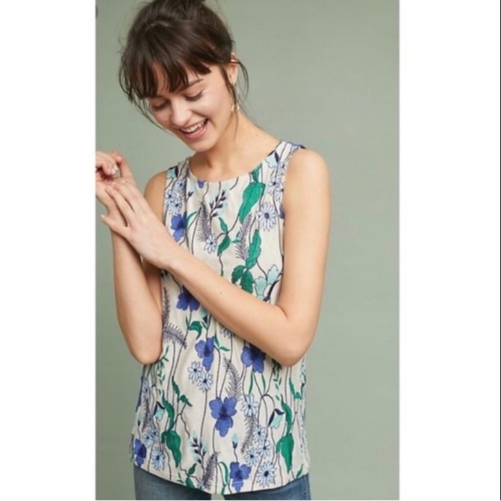 Athropologie Meadow Rue Cartagena Embroidered Tank